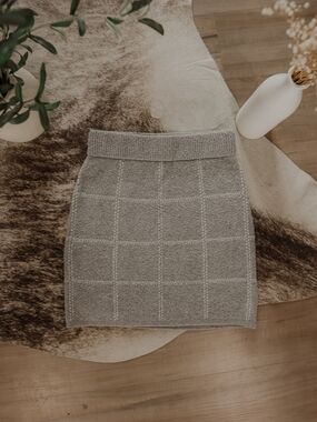 a new day Gray Grid Knit Pencil Skirt